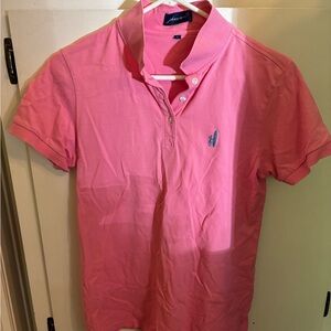 johnnie-O Bright Pink Polo Shirt women’s l slim fit periwinkle logo